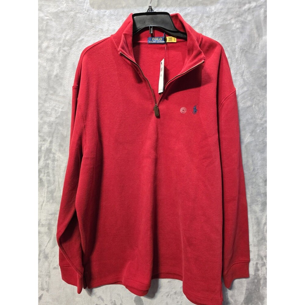 NWT Polo Ralph Lauren 1/4 Zip Pullover Sweater Mens XXL Red 100% Cotton  Preppy